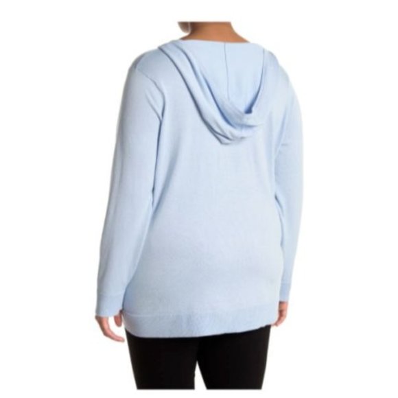 DEVOTION by CYRUS Kangaroo Pocket V-Neck Hoodie Knit Sweater Beige - Size 1X - Picture 2 of 5